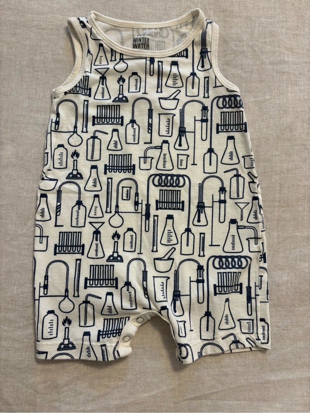Winter Water Factory Organic Cotton Sleeveless Chemistry Print Romper 3M